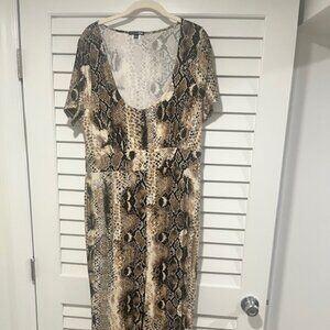 Fashion Nova Snake‑Print One‑Piece Jumpsuit